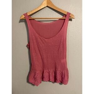 Patrizia Pepe Tank Top Women Medium Embroidered Ruffle Hem Italy Made Fairy FLAW